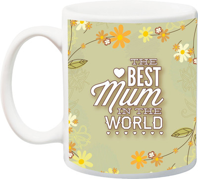 

ME&YOU Gift for Mummy/mother/mum;The Best Mom In The World Rose Yollow 3D Printed Ceramic Mug(325 ml), Multicolor