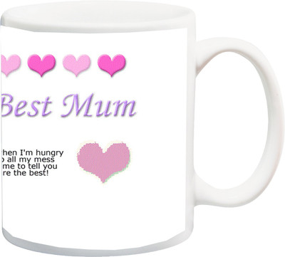 

ME&YOU Gift for Mummy/mother/mum;World'S Best Mom You Feed ME When I "M Hungry 3D Printed Ceramic Mug(325 ml), Multicolor