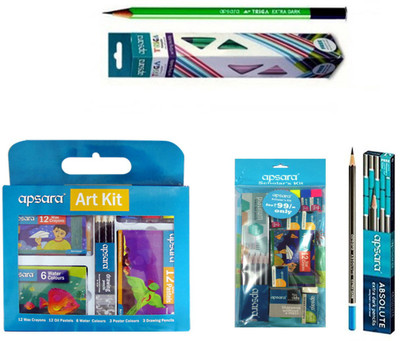 

Apsara Combo Pack of Absolute Pencils + Triga Pencils + Art Kit + Scholar's Kit Pencil(Set of 4, Multicolor)