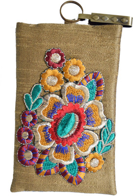 

Mahadev Exports Flower Patch Hooked Mobile Pouch Gold Mobile Pouch(Gold)