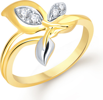 VK Jewels Tri Leaf Shaped for Women and Girls Alloy Cubic Zirconia Gold Plated Ring