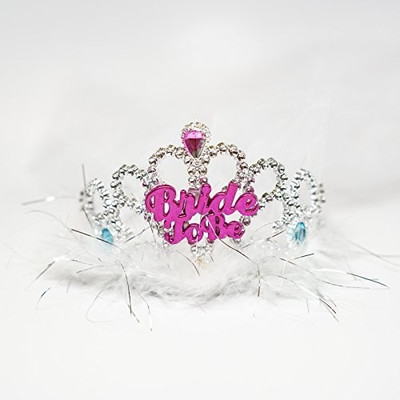 

Funcart Funcart Hot Pink Bride To Be Tiara with white feathers trimming