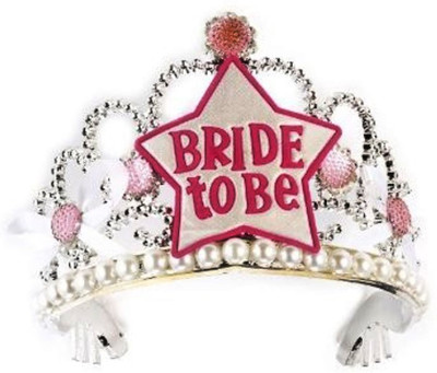 

Funcart Funcart Bride to Be Pink Silver Tiara with white pearls Bachelorette Party Bridal Shower