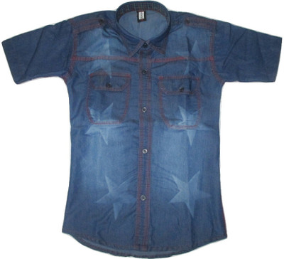 

TYCON Boys Solid Casual Blue Shirt, Denim blue