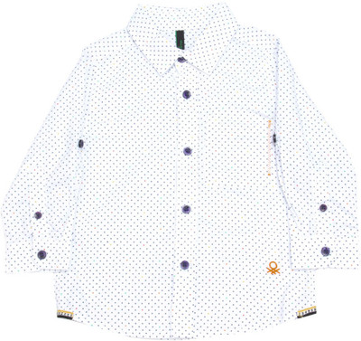 

United Colors of Benetton Boys Printed Casual White Shirt, 901
