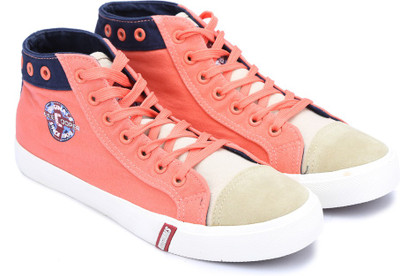 

Lee Cooper Canvas Mid Ankle Sneakers For Women(Pink, Beige