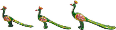 

Crafts For You Peacock Set of 3 Multicolor Polyresin Decorative Showpiece - 7 cm(Polyresin, Multicolor)