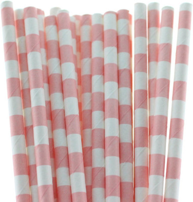 Funcart Straight Drinking Straw(White, Pink, Pack of 25)