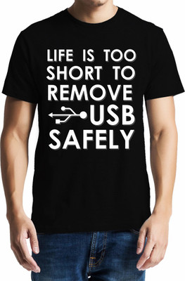 Geekdawn Graphic Print Men Round Neck Black T-Shirt