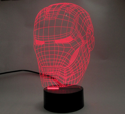 

varna crafts Lampees 3D Illusion Ironman Mask Led Night Lamp(20 cm, Black)