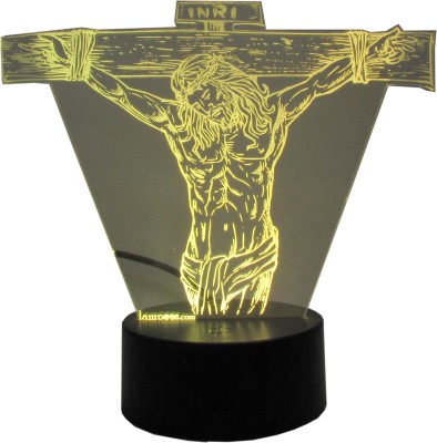 varna crafts Lampees 3D Illusion Jesus Cross Led Night Lamp(16 cm, Black)