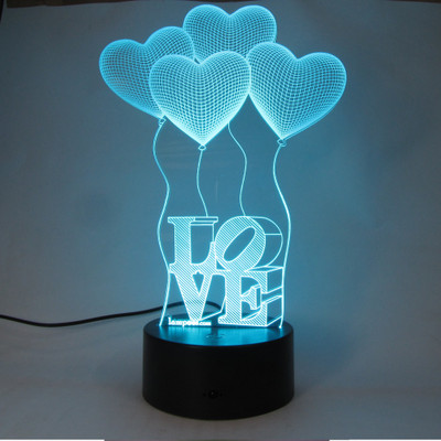 

varna crafts Lampees 3D Illusion LOVE Balloons Led Night Lamp(20 cm, Black)
