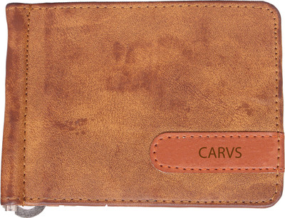 

Carvs Men Brown Genuine Leather Money Clip(6 Card Slots), Light brown