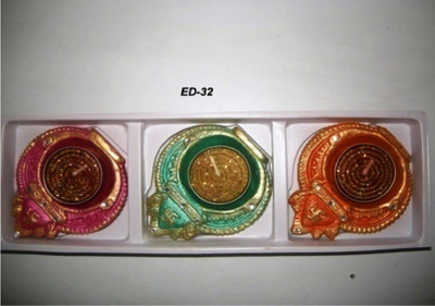 

Funcart Funcart Swastik design Diya with glitter tea light-pack of 3