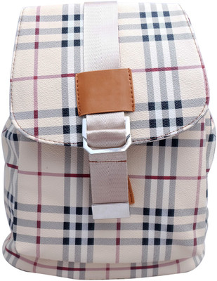 

Super Drool International Checks Backpack Backpack(White, 5 L)