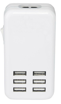 Shrih SH 03991 6 Port USB Multiport Mobile Charger with Detachable Cable White