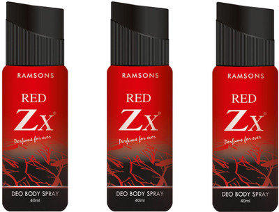 

Ramsons Deo Red Zx 40ML Combo 3 Pcs Body Spray - For Men & Women(120 ml, Pack of 3)