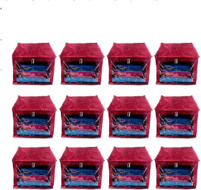 

Addyz Plain Pack of 12 Pisces Plain Large Satin Saree Salwar Suit Kamiz Cover Storage Bag(Maroon)