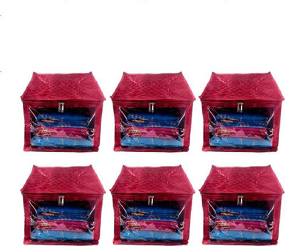 

Addyz Plain Pack of 6 Pisces Plain Large Satin Saree Salwar Suit Kamiz Cover Storage Bag Storage Bag(Maroon)