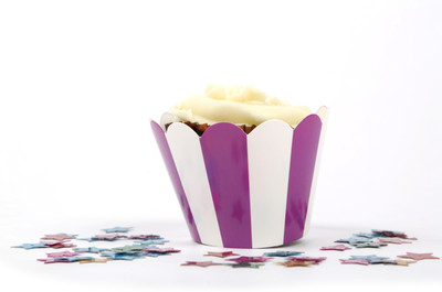 Funcart Cupcake Wrapper 20pcs with Purple Striped Charming paper Gift Wrapper(Mutlicolor)