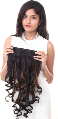 

Ritzkart Synthetic hair extn curlly black golden highlighter Hair Extension