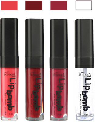 

Bonjour Paris Matte Lipstick(Peach-Mauve-Wine-Top Coat, 24 ml)