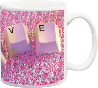 

ME&YOU Gift for Husband/Wife/Girlfriend/Boyfriend/Lover;"Love Word Pink Beautiful HD printed Ceramic Mug(325 ml), Multicolor