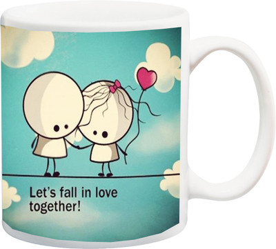

ME&YOU Gift for Husband/Wife/Girlfriend/Boyfriend/Lover;"Special Beautiful Let'S Fall In Love Together HD printed Ceramic Mug(325 ml), Multicolor