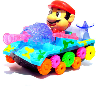 

HALO NATION Funny Cartoon Gear Wheel Car Tank with Bump & Go Action, Music, Flashing Lights(Multicolor)
