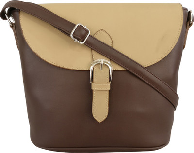 

Toteteca Bag Works Women Casual Brown, Beige PU Sling Bag, Beige;brown