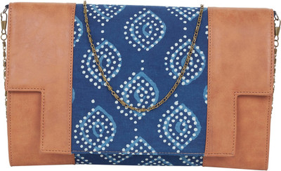 

TARUSA Women Evening/Party Blue Cotton Sling Bag
