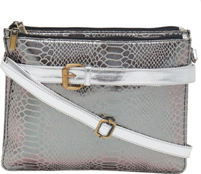 

TARUSA Women Casual Silver Leatherette Sling Bag