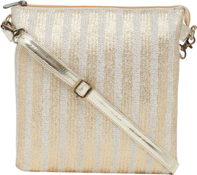 

TARUSA Women Evening/Party Gold Leatherette Sling Bag