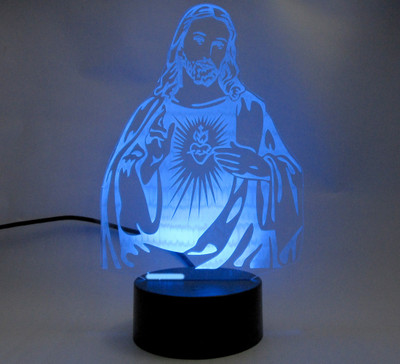 

varna crafts Lampees 3D Illusion Jesus Led Night Lamp(20 cm, Black)