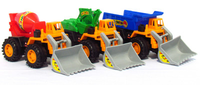 

HALO NATION Friction Powered Construction Vehicle - Set of 3 - Dumper + JCB + Cement Mixer(Yellow)