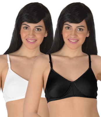 Selfcare New Collection Women T-Shirt Lightly Padded Bra(White, Black)