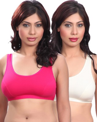 Selfcare Gym Women Sports Non Padded Bra(White, Pink)