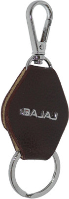 

Aura Imported Leather & Metal Bajaj Locking Key Chain(Brown, Silver)