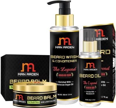 

Man Arden Beard Oil (Legend) + Beard Balm (Pacific Prince) + Beard Wash (Legend)(Set of 3)