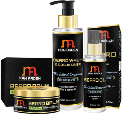 

Man Arden Beard Oil (Island Emperor) + Beard Balm (Pacific Prince) + Beard Wash (Island Emperor)(Set of 3)