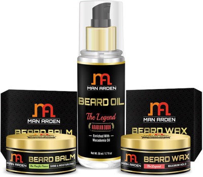 

Man Arden Beard Oil + Beard Wax (Legend) + Beard Balm (Pacific Prince)(Set of 3)