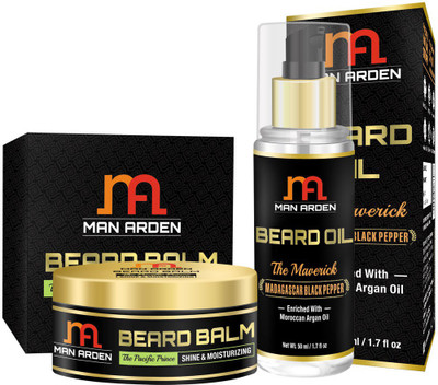 

Man Arden Beard Oil (Maverick) + Beard Balm (Pacific Prince)(Set of 2)