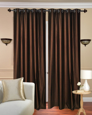 60% OFF on Freshfromloom Polycotton Door Curtain 84 inch (2 ft) Pack of 2(Solid Brown)