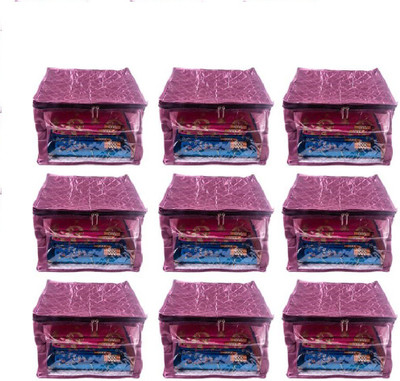 

Addyz Plain Pack of 9 Pcs Large Satin Saree Salwar Suit Kamiz Cover Storage Bag(Purple)