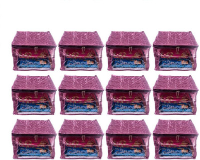 

Addyz Plain Pack of 12 Pcs Large Satin Saree Salwar Suit Kamiz Cover Storage Bag(Purple)