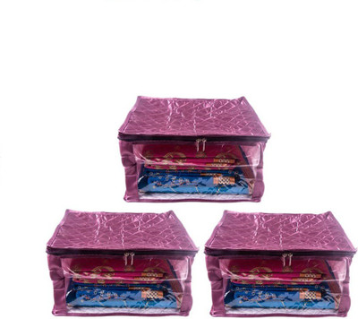 

Addyz Plain Pack of 3 Pcs Large Satin Saree Salwar Suit Kamiz Cover Storage Bag(Purple)