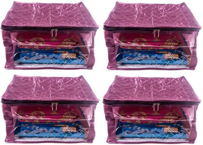 

Addyz Plain Pack of 4 Pcs Large Satin Saree Salwar Suit Kamiz Cover Storage Bag(Purple)