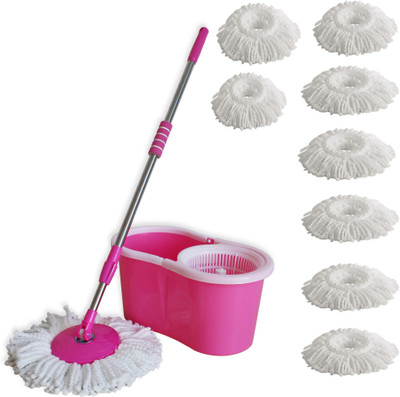 

Easy to Clean Spin Mop with 8 Microfibre Mop Set