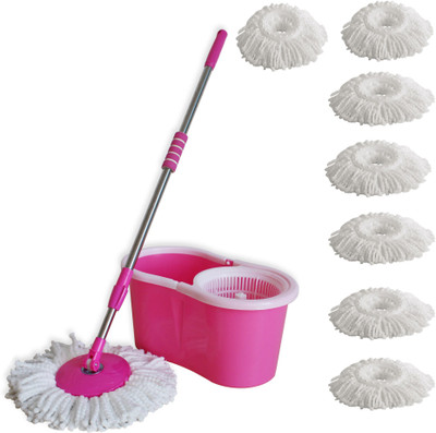 

Easy to Clean Spin Mop with 7 Microfibre Mop Set