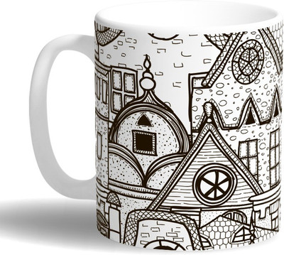 

PRINT OPERA Blueprint Of City Ceramic Mug(330 ml), Multicolor